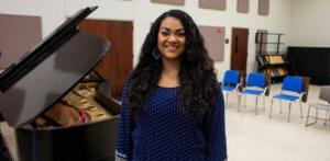 Photo of student inside the choir room.